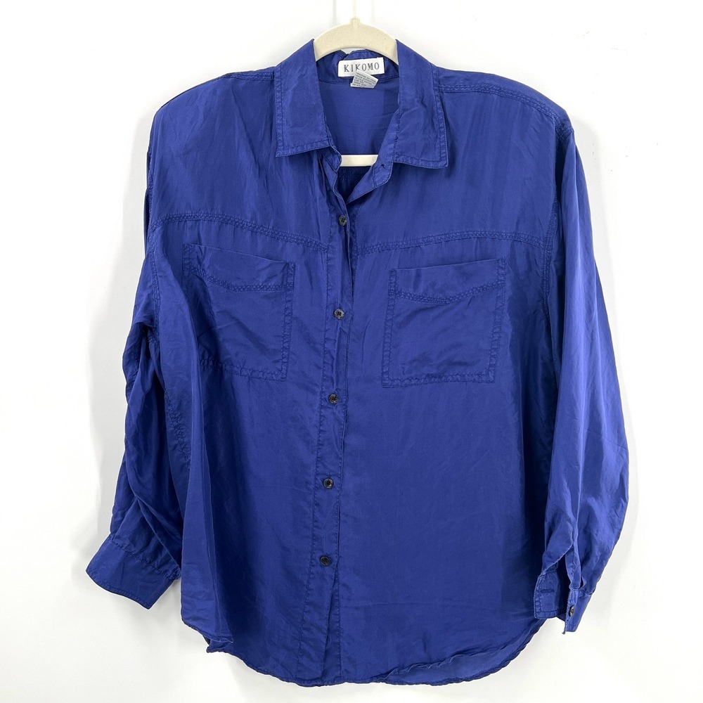 Vintage Kikomo 80s 90s oversized 100% silk button up‎ oversized shoulder pads M